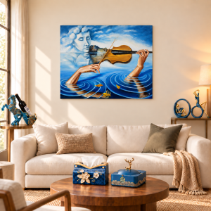 Blue & Gold Living Room Décor Bundle – 5 Statement Pieces